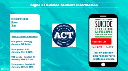 The counseling department made this one pager to easily show resources to use if you or someone you know is going through mental health issues. 