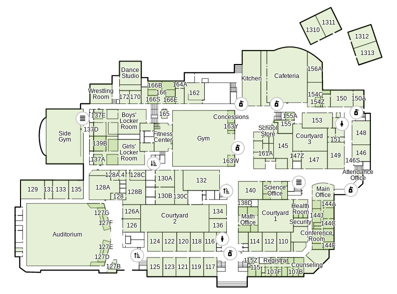 On senior Nathan Varners interactive map of WCHS, students can check out different locations -- including classrooms, the gym, the auditorium and hand sanitizing stations.