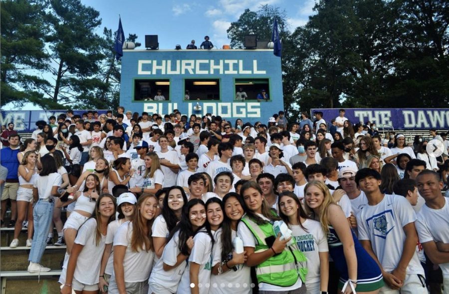 The student section wears all white and is excited for a big game against BBC. The Bulldogs would end up winning this game 7-0, winning their first home game of the season.