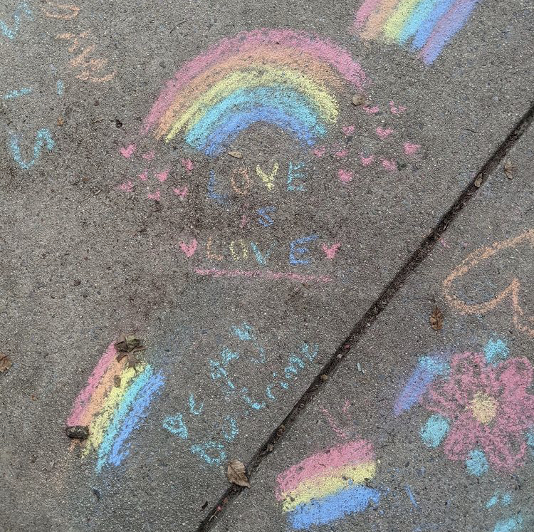 On the second day of mental health awareness week, the Thrive Club encouraged WCHS students to leave positive chalk messages on the sidewalk.