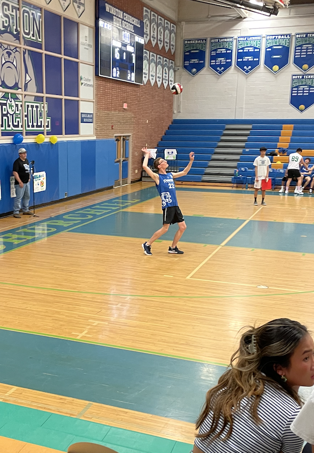 WCHS senior, Justin Carney, has a big kill on his senior night, giving the team an even better advantage at beating Blake. 