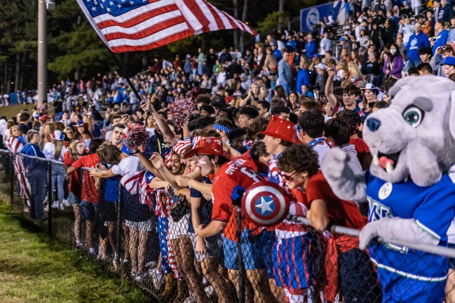 The+Dawg+Pound+student+section+was+decked+out+in+USA+attire+for+the+Homecoming+football+game+on+Friday%2C+October+7.