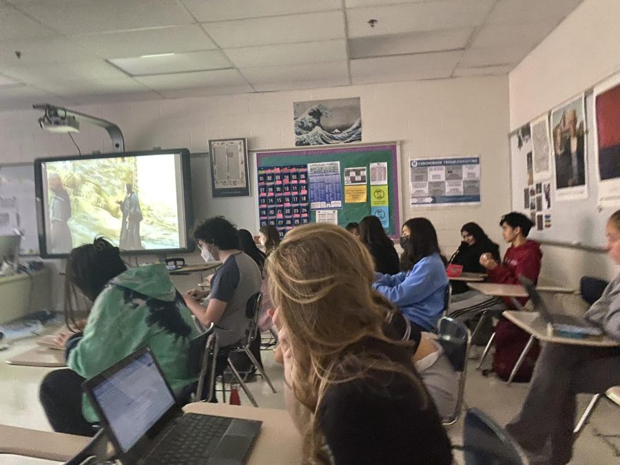 Students in Ms. Dinus English classes keep their computers open. Some work on classwork but some do their college applications during that time instead.