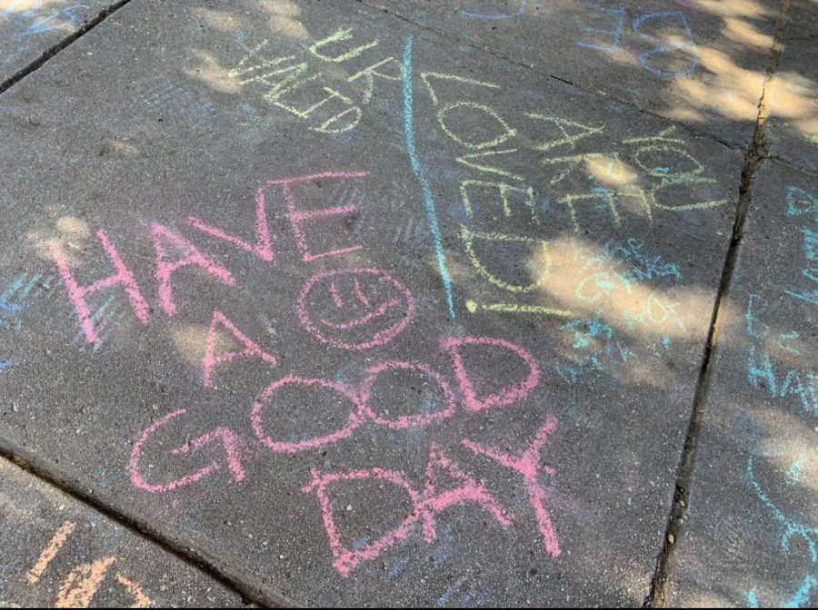 As a part of Mental Health Awareness Week, students drew positie messages in the bus loop on Oct. 11 during lunch. These activities are another one of WCHSs efforts to push for better student wellness. 