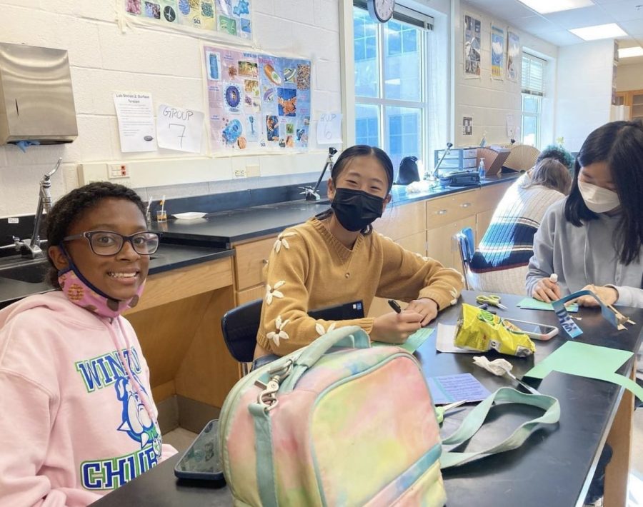 EcoArt club members wrote letters to the Montgomery County Council urging them to pass Bill 13-22 on November 10, 2022. Members used scraps of cardboard and paper in an effort to be eco-friendly! 