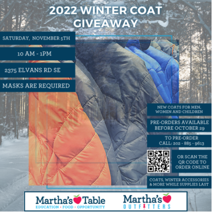 Marthas Table provides food and other services to those in need. They also provide warm clothing in the early winter months