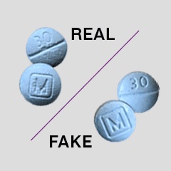 Counterfeit pills laced with Fentanyl can be difficult to distinguish from the authentic ones. These fake pills tend to be a light blue with "M" and "30" stampings.