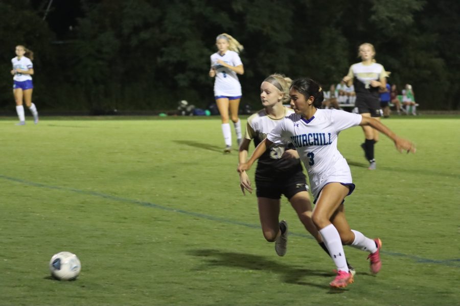 WCHS sophomore Aida Sadjadpour helps to defeat Poolsville High School 3-1 during this WCHS soccer game. Sadjadpour plays soccer for WCHSs girls varsity team.