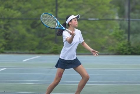 WCHS Girls Varsity Tennis player, Allison Chan plays in a WCHS tennis match on Tuseday April 18 against Montgomery Blair HS at home. The final score was 7-0.