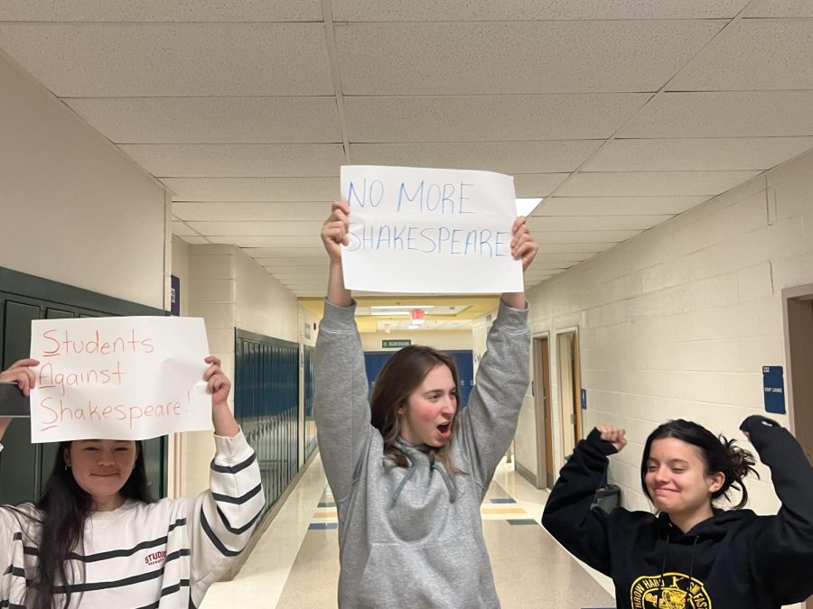 The SAS made signs for their protests against the schools English Departments announcement of a required AP Shakesphere class.