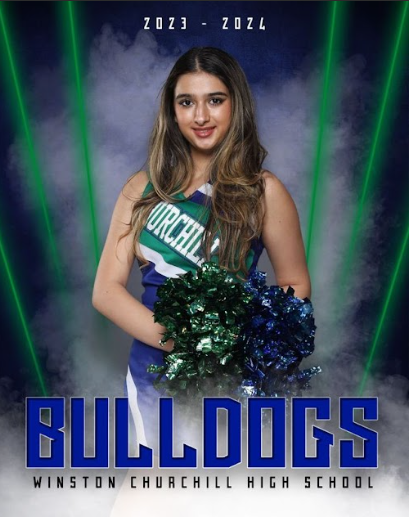 Rania Ahmed stands proud as she wears the official WCHS JV Cheer uniform for the team pictures. This uniform represents a great accomplishment for Ahmed because she can be a part of the JV Cheer team, undeterred by the Complex Regional Pain Syndrome (CRPS) in her left leg. 