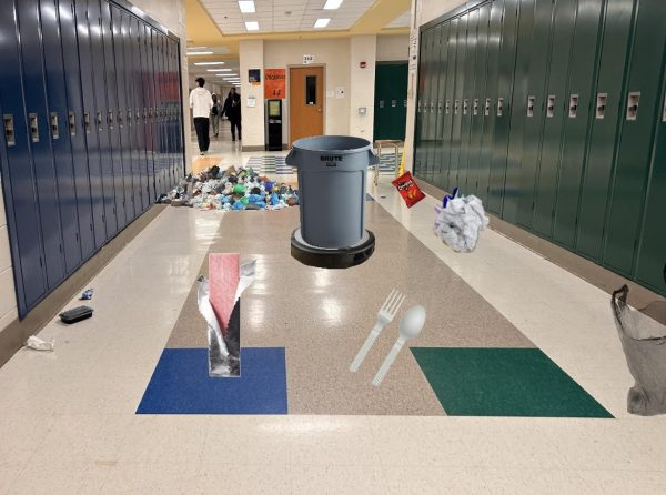 The TrashBot can be seen roaming around the WCHS halls during lunch surrounded by piles of trash left by students. 