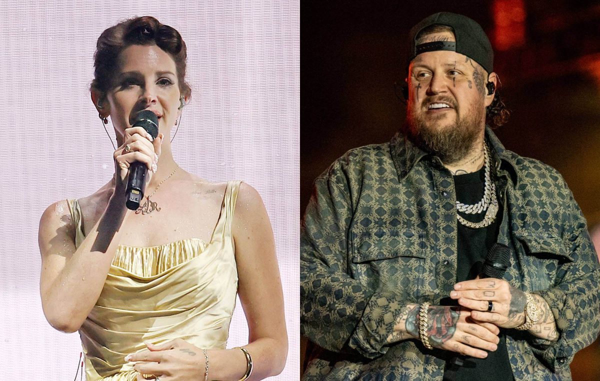 Singers Lana Del Rey and Jelly Roll sing "Save Me" together at the 2025 Stagecoach festival.