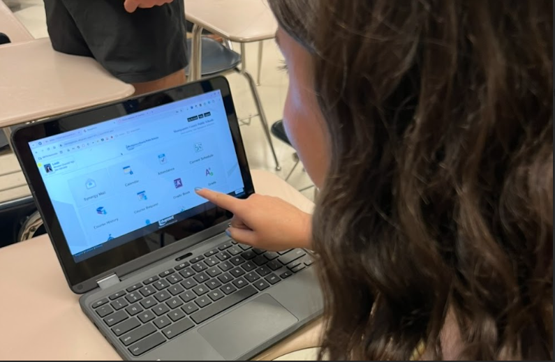 In order to stay organized and succeed with the stricter grading policies, WCHS senior Leah Sonnabend checks her grades regularly to ensure she is on top of assignments and knows how she is doing in each of her classes.