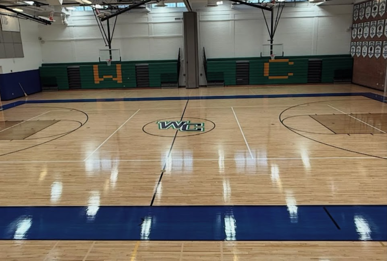WCHS updates are seen throughout the school. The main gym has brand new floors, ready for volleyball and basketball.