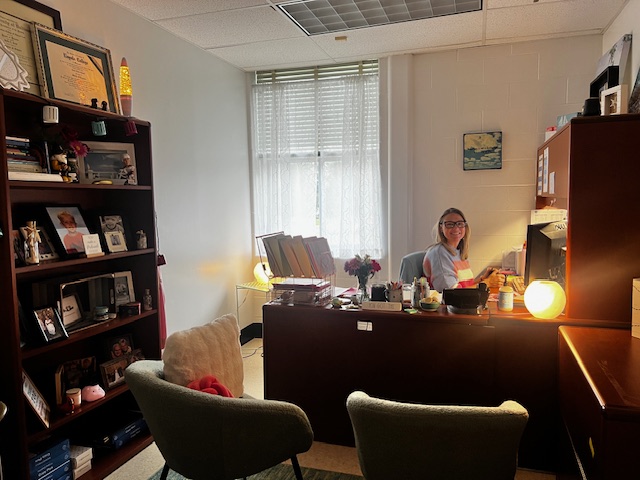 On Sept. 17, Kellie Spivak sits in her bright and beach themed office. WCHS opened its doors to the new counselors, Kellie Spivak and Taylor Reese.