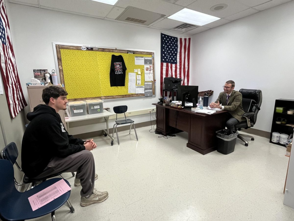 WCHS Internship Coordinator Mr, Justin Ostry and WCHS senior Ilai Schein discuss the college application process and tips for filling our the Common Application.