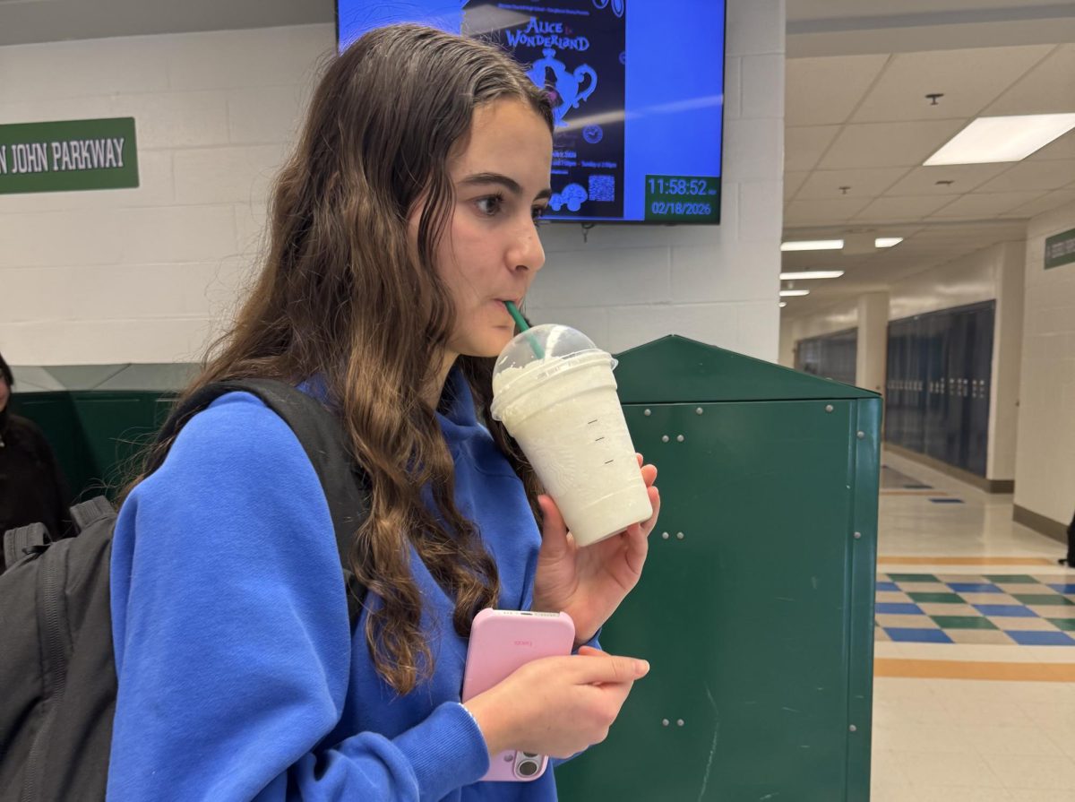 WCHS freshman Taylor Hudson brought a vanilla bean frappuccino to school on Wednesday, February 18. This drink was very popular among teenagers and kids in 2016.