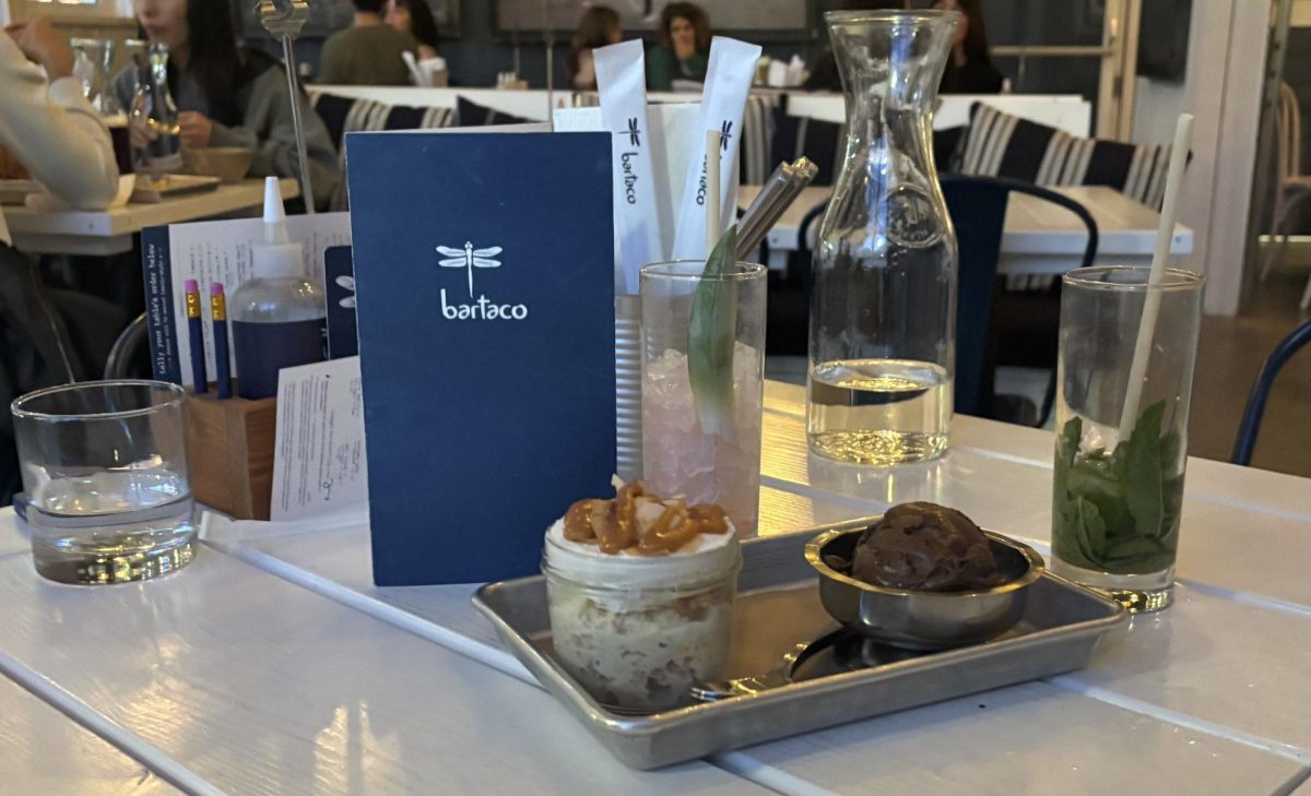 Tres Leches, on the left, and the chocolate gelato, on the right, are by far the best dessert dishes to get when dinning at BarTaco, Pike and Rose, North Bethesda