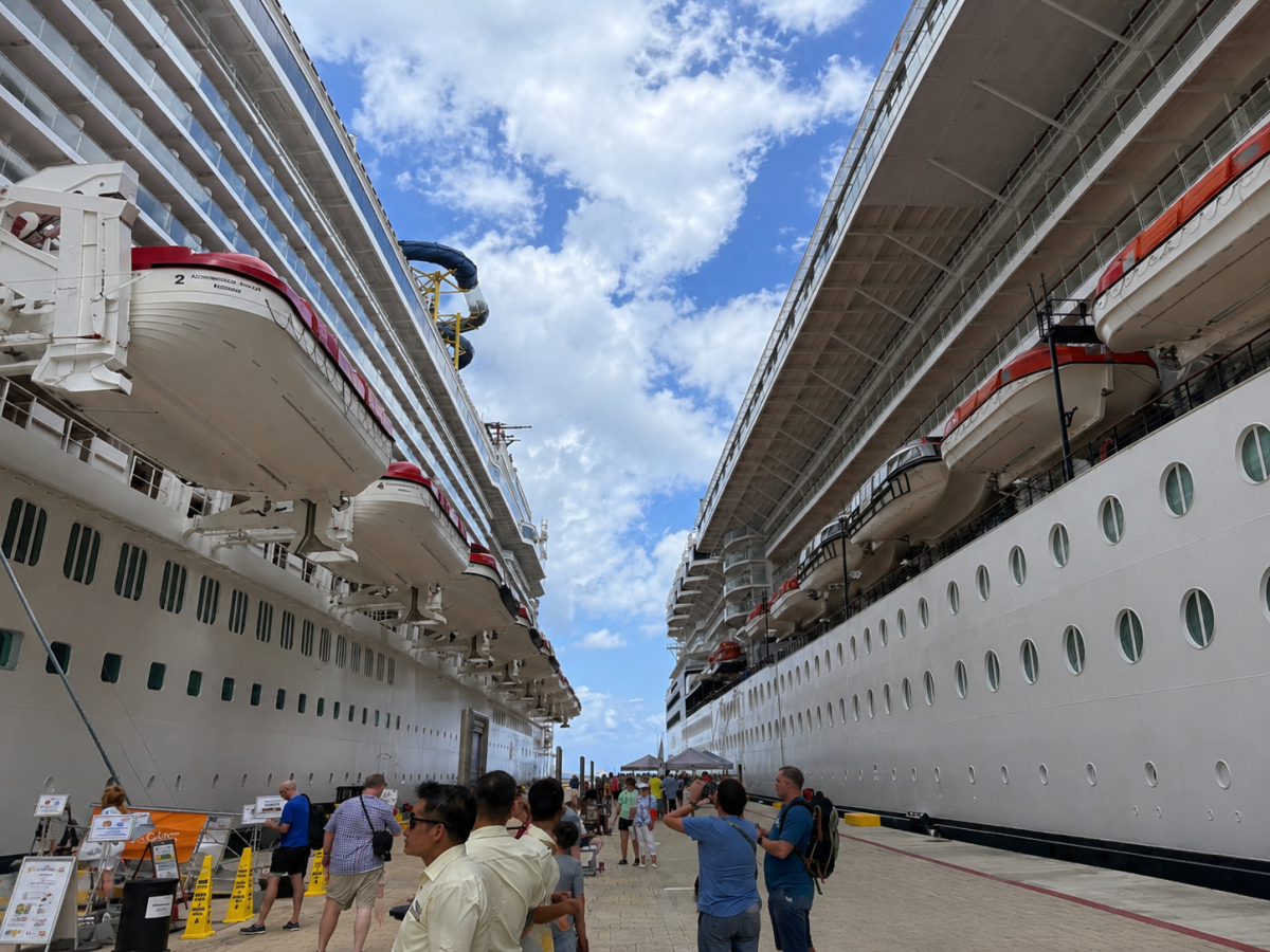 The Norwegian Escape (left) and Celebrity X (right) docked side by side in Cozumel Mexico, on March 31, highlighting the massive scale and convenience of cruise travel. Cruises allow passengers to visit multiple destinations while keeping the comfort of the same room, dining and entertainment throughout the whole trip.