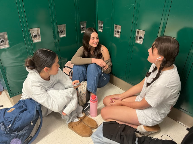 WCHS freshmen Maya Fujii, Siya Palmer and Talisse Fernandez are able to spend lunch together thanks to no multi-track system at WCHS.