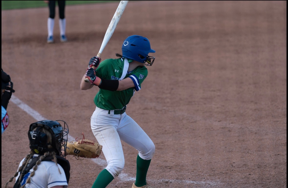 Senior captain of the WCHS girls' varsity softball team Leah Sonnabend is up to bat, waiting for the right pitch to swing.  